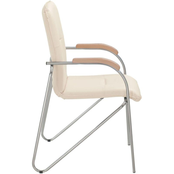 Конференц-кресло Easy Chair Samba V-18 1.007 бежевый/бук (искусственная  кожа, металл хром)