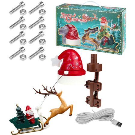 Верхушка светодиодная Праздничные сани холодное белое свечение