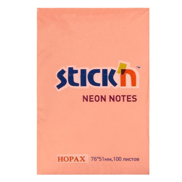 Стикеры Hopax Stick'n 51x76 мм неоновые розовые (1 блок, 100 листов)