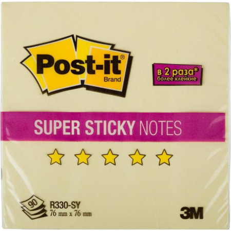 Стикеры Post-it Super Sticky 76x76 мм Z-сложения желтые пастельные 90 листов