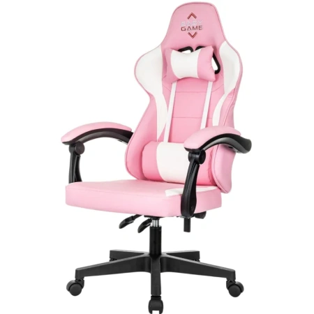 Кресло игровое Easy Game EG-907 розовое/белое (экокожа, пластик)