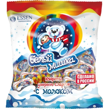 Конфеты жевательные Essen Белый Мишка с дроблёным арахисом 500 г