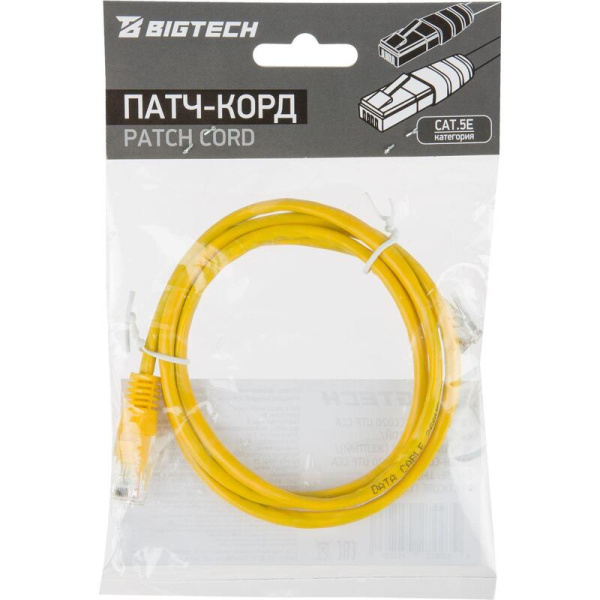 Патч-корд витая пара BigTech OPCC020 UTP CCA cat 5e 1 м