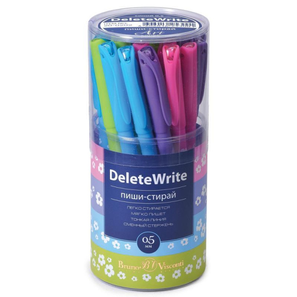Ручка пиши-стирай неавтоматическая Bruno Visconti DeleteWrite Art Цветочки синяя (корпус в ассортименте, толщина линии 0.5 мм)