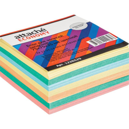 Блок для записей Attache Economy 75x75x35 мм разноцветный (плотность 65 г/кв.м)