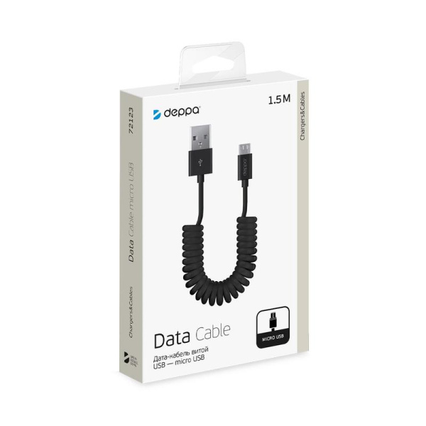 Кабель Deppa USB A  - micro USB 1.5 метра (72123)