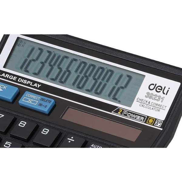 Калькулятор настольный Deli 39231 12-разрядный черный 129х129х25 мм
