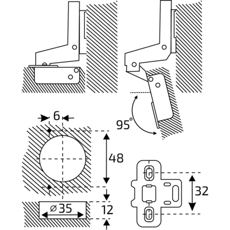 Петля StahlBuro 1111 Clip-On хром