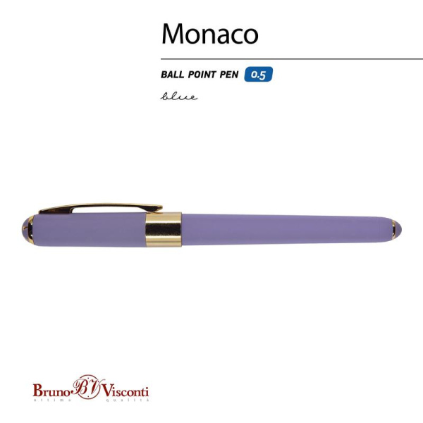Ручка шариковая неавтоматическая Bruno Visconti Monaco синяя (лавандовый   корпус, толщина линии 0.4 мм)