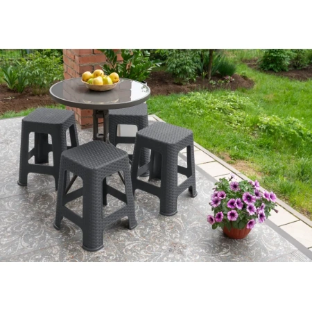 Табурет Ротанг квадратный серый (полипропилен)