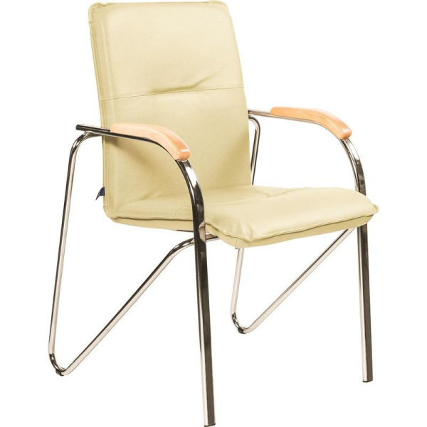 Конференц-кресло Samba бежевый/бук (искусственная кожа, металл хромированный)