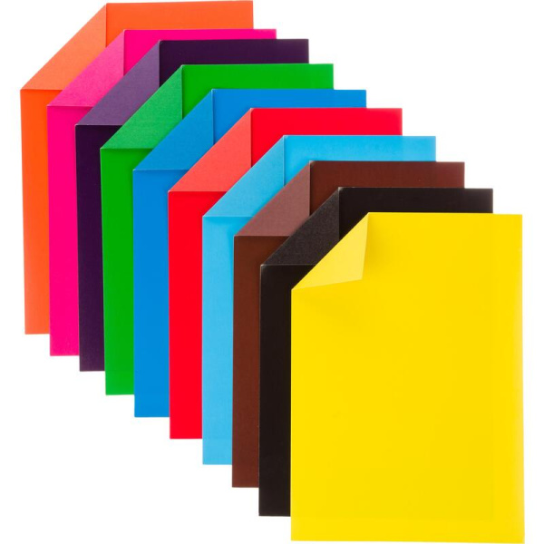 Картон цветной двухсторонний №1 School (A4, 10 листов, 10 цветов,  мелованный)