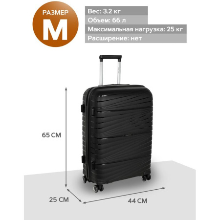 Чемодан Polar 66 литров из пластика черный (РР820) Чемодан Polar 66 литров из пластика черный (РР820)