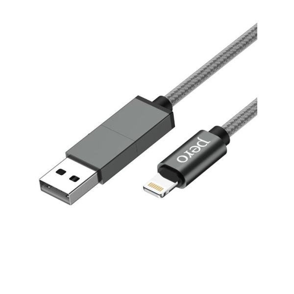 Кабель PERO, DC-07, 1м, Type-C/USB-A to Lightning, 20W, серый