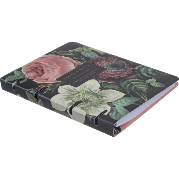 Тетрадь общая Be Smart Flora А5 120 листов в клетку на кольцах (обложка  с рисунком букет, с перфорацией, матовая ламинация, тиснение фольгой)