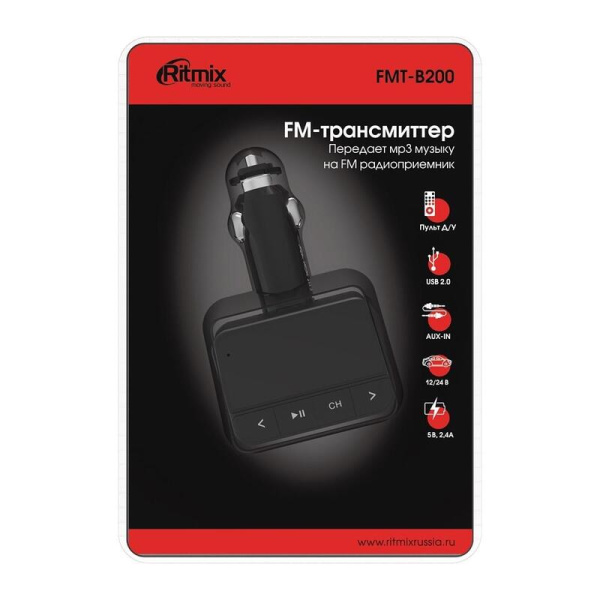 FM-трансмиттер Ritmix FMT-B200 черный (80000765)