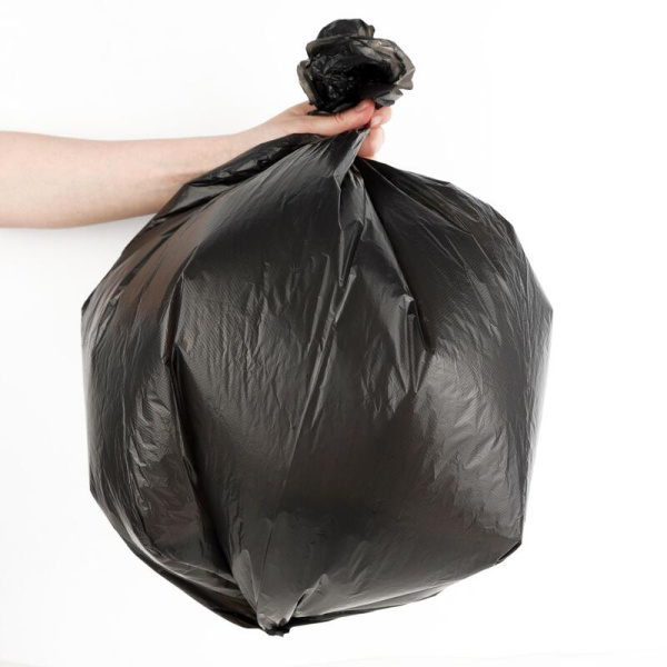 Мешки для мусора на 60 л черные (ПНД, 30 мкм, в рулоне 20 штук, 56х66  см)