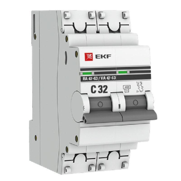 Выключатель автоматический EKF 2П 32А С 4500А (mcb4763-2-32C-pro)
