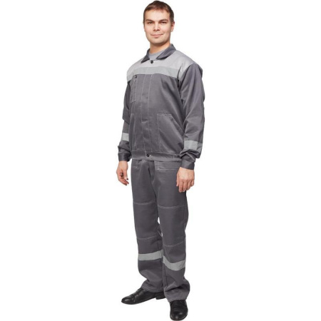 Костюм рабочий летний мужской л22-КПК с СОП темно-серый/светло-серый (размер 48-50, рост 158-164)