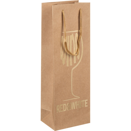 Пакет подарочный Miland Золотистый бокал (36.5x12.5x9 см)