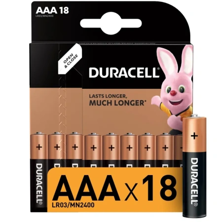Батарейки Duracell Basic мизинчиковые ААA LR03 (18 штук в упаковке)