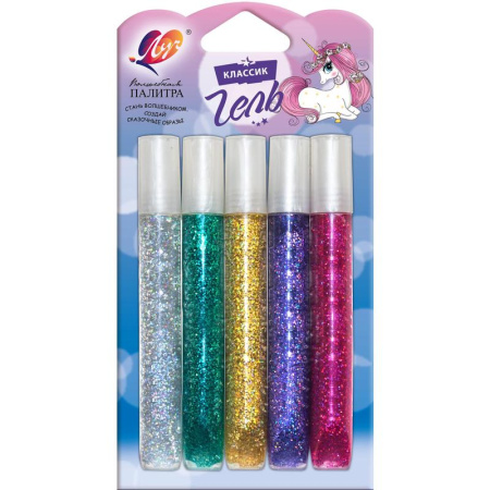 Набор для творчества Луч Гель декоративный с блестками 5 цветов