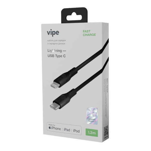 Кабель Vipe USB Type-C - Lightning 1.2 метра (VPCBLMFICLIGHPVCBLK)