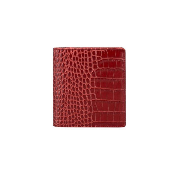 Визитница карманная Fabula Croco Nile на 80 визиток из натуральной кожи красного цвета (V.57/1.KR)
