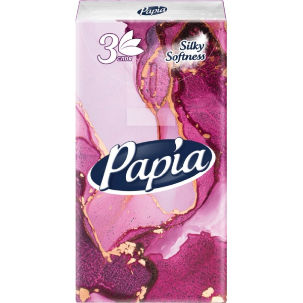 Носовые платочки бумажные Papia Silky Softness 3-слойные