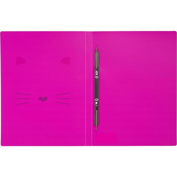 Скоросшиватель пластиковый №1 School Kitty A4 до 120 листов розовый  (толщина обложки 0.45 мм)