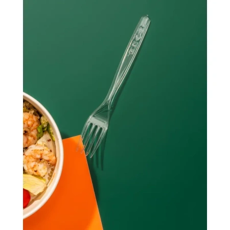 Вилка одноразовая Комус Бюджет прозрачная 180 мм 50 штук в упаковке