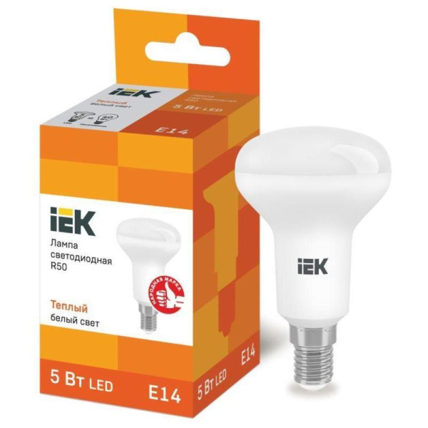Лампа светодиодная IEK ECO R 5Вт E14 3000К 450Лм 230В  LLE-R50-5-230-30-E14