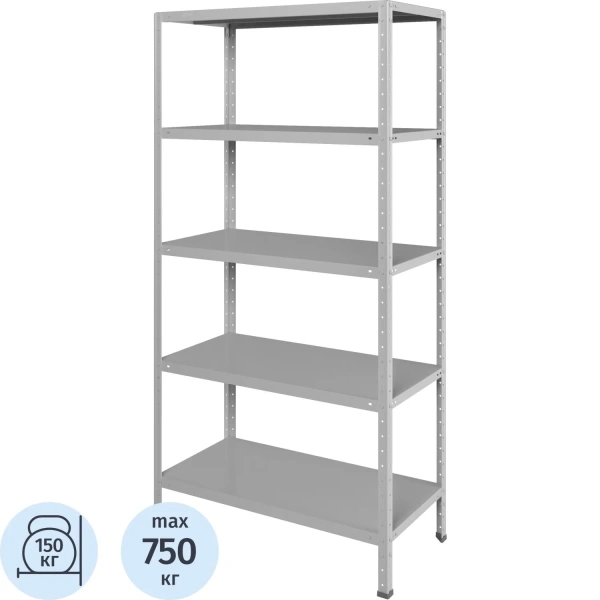 Стеллаж металлический Практик MSStr200/100х50/5Ком 5 полок 1000х500х2000  мм
