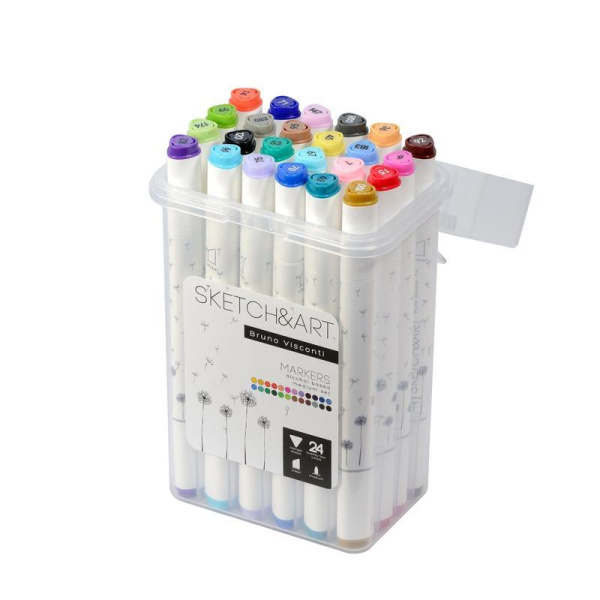 Набор маркеров Sketch&Art Средний набор двухсторонних 24 цвета (толщина линии 3 мм)