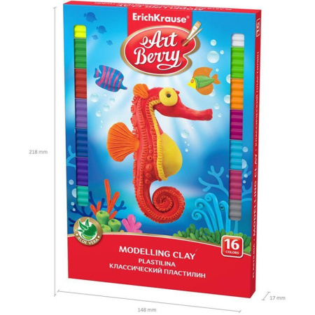 Пластилин на растительной основе ArtBerry 16 цветов со стеком 288 г