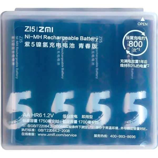 Аккумулятор AA 1700 мАч Xiaomi ZMI 4 штуки в упаковке Ni-Mh
