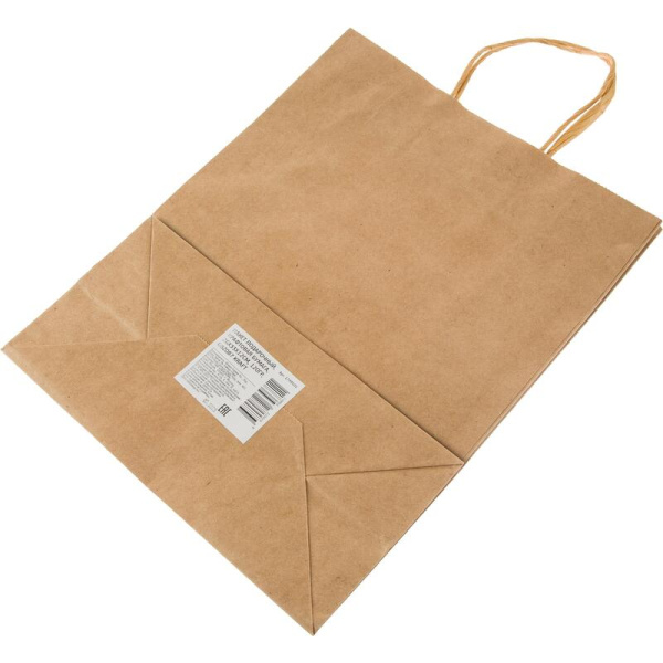 Пакет подарочный из крафт-бумаги (33x26x12 см)