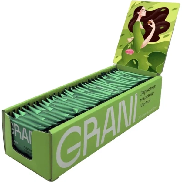 Зерновые плитки медовые GRANI мята 7 г (30 штук в упаковке)