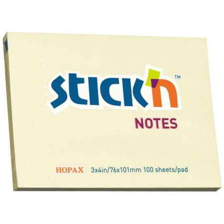 Стикеры Hopax Stick'n Eco 76x101 мм пастельные желтые (1 блок, 100 листов) Стикеры Hopax Stick'n Eco 76x101 мм пастельные желтые (1 блок, 100 листов)