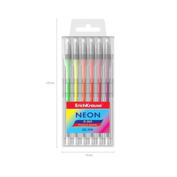 Набор гелевых ручек ErichKrause R-301 Neon 6 цветов (толщина линии 0.6  мм)