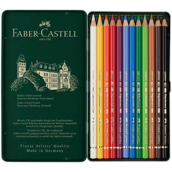 Карандаши цветные Faber-Castell Polychromos 12 цветов в металлической упаковке