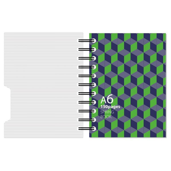 Бизнес-тетрадь Attache Selection Spring Book A6 150 листов синяя/зеленая в клетку на спирали (135х144 мм)