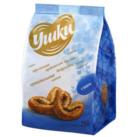 Печенье Ушки слоеные с маком,250гр