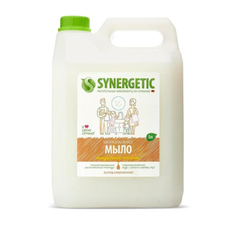 Мыло жидкое Synergetic Миндальное молочко 5 л Мыло жидкое Synergetic Миндальное молочко 5 л