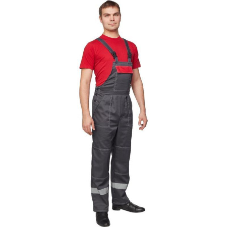 Костюм рабочий летний мужской л20-КПК с СОП серый/красный (размер 64-66, рост 182-188)