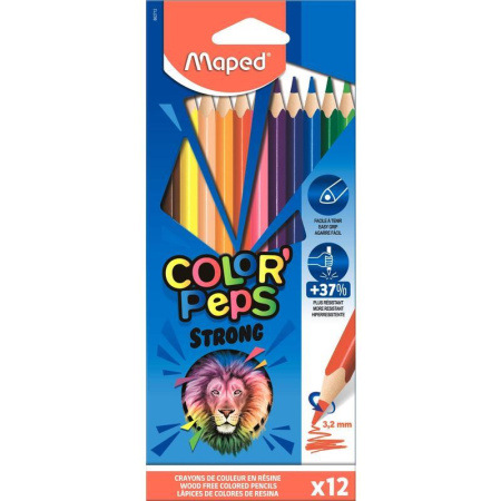 Карандаши цветные Maped Color'peps strong 12 цветов трехгранные