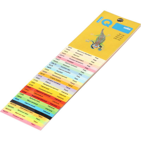 Бумага цветная IQ Color (A4, 80 г/кв.м, NEOGB - желтый неон, 100 листов)