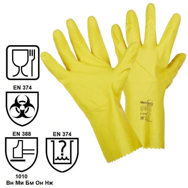 Перчатки КЩС латексные Manipula Блеск L-F-01 желтые (размер 7-7.5, S)