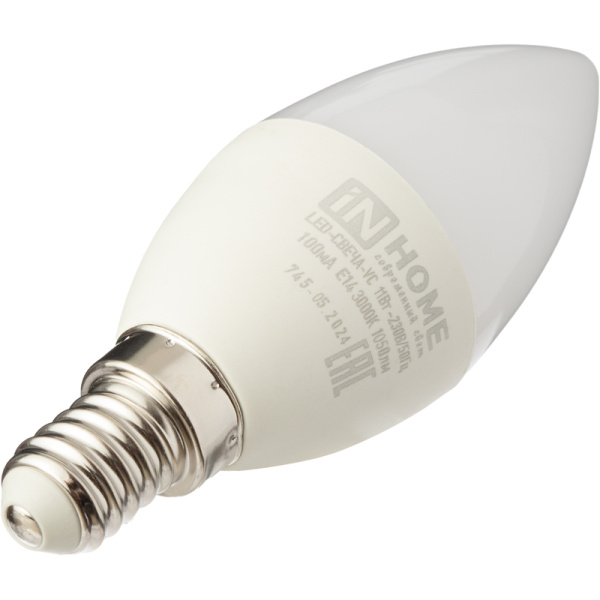 Лампа светодиодная In Home LED-СВЕЧА-VC 11Вт Е14 3000К 1050Лм матовая