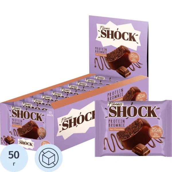 Печенье протеиновое FitnessShock Брауни Горячий шоколад 50 г